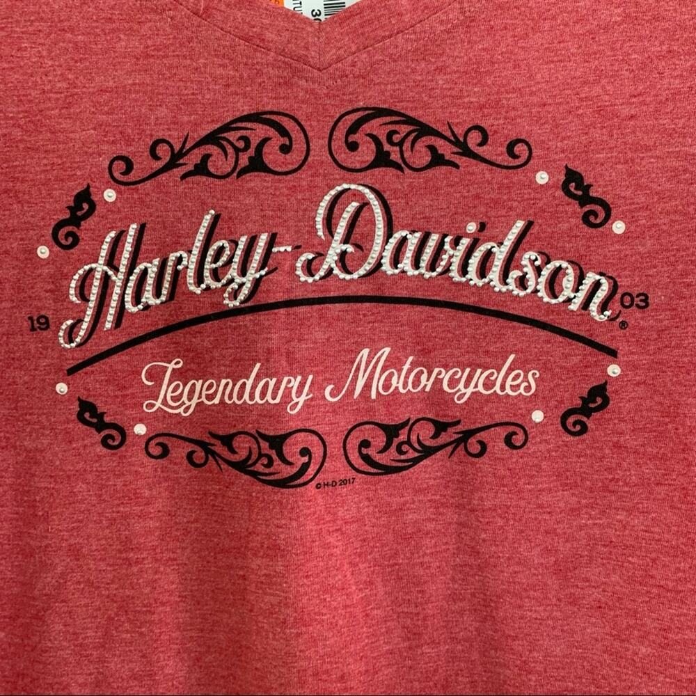Harley Davidson x Bravado Red V Neck Black Hills Tee Small NWT - Picture 7 of 7